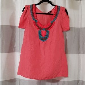 Nanette Lepore 100% silk blouse 0 pink